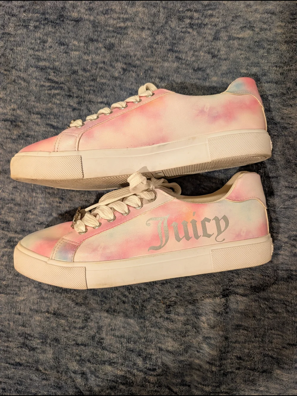 Juicy Couture Size 8 Pastel Pink and Blue Tie-Dye Sneakers